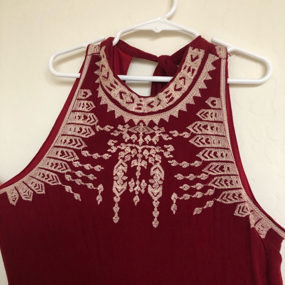 Red Bohemian Halter Tie Back Dress